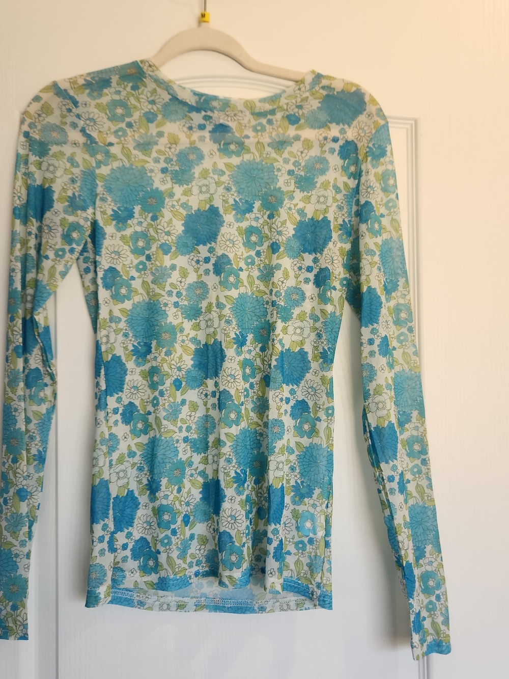 Blakeley Designs Women's Long Sleeve Floral Crewneck Top - Blue & Green S/M BNWT